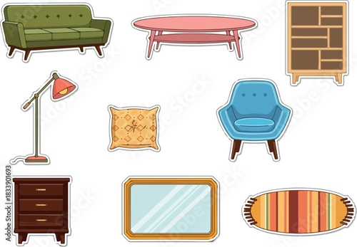 Modern Living Room Furniture Elements Collection