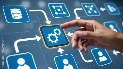 Streamline workflows with this modern technology solution, perfect for illustrating process automation and digital transformation initiatives today