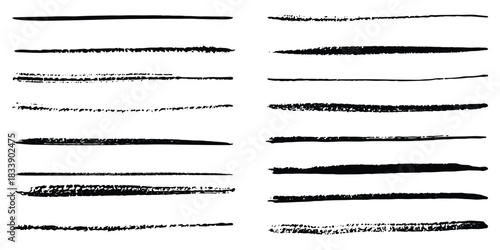 Set of artistic pen brushes.Doodles, ink brushes.Set of vector grunge brushes. Collection of strokes of markers. Set of wavy horizontal lines. Eps10