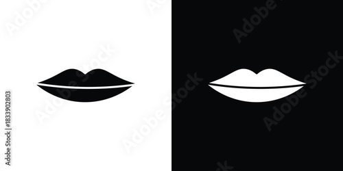 Lips icon, A flat minimalist vector illustration
