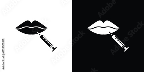 Lips injection icon, A flat minimalist vector illustration