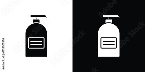 Liquid soap bottle icon, A flat minimalist vector illustration