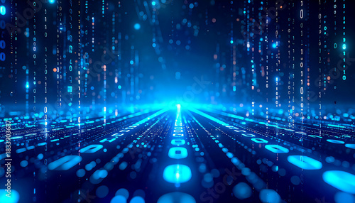 Minimalist cyberpunk digital flow overlay, glowing soft blue and light cyan tones, subtle floating binary code and numeric streams, light futuristic atmosphere