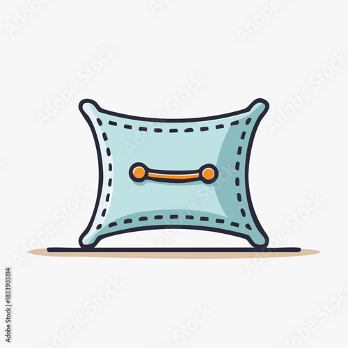 Minimalist Blue Pillow with Orange Handle Icon.