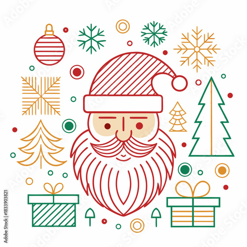 greeting card with christmas and new year elements