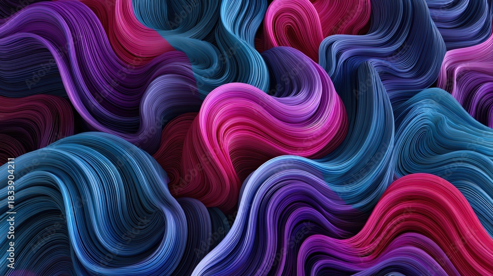 Fototapeta premium Colorful and dynamic abstract waves create a visually striking pattern, showcasing vibrant hues and fluid motion in captivating design.