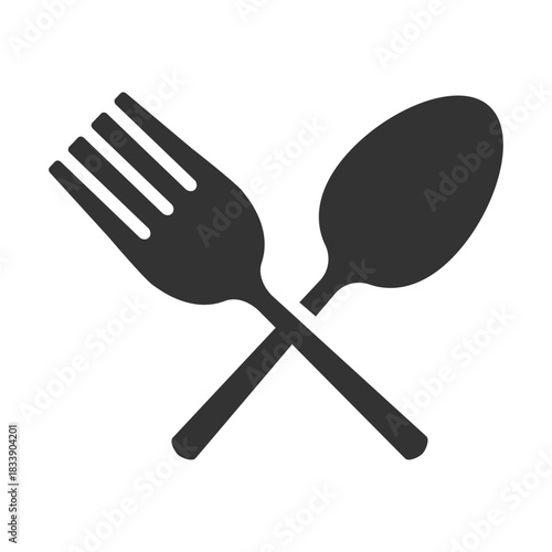 Spoon and fork icon isolated flat style design.
