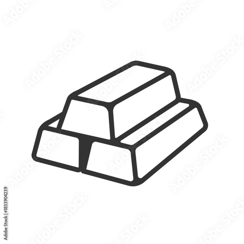 Gold bar icon isolated flat style design.