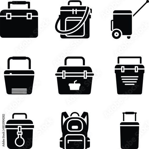 Cooler Bag and Luggage Icons vector illustration