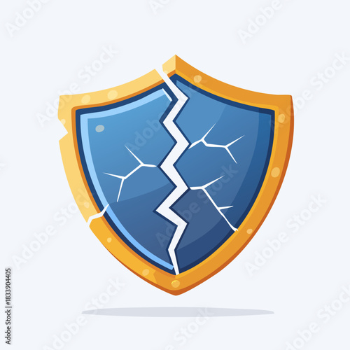 Broken Shield Icon Vector Illustration.