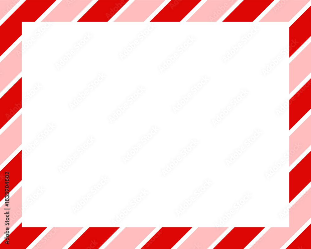 Fototapeta premium Christmas border frame. Merry Christmas Candy cane rectangle frame card elements decoration. New Year picture frame ribbon with red, white or green stripes