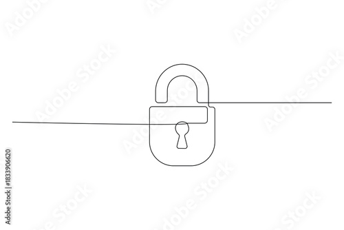 Lock icon continuous one line art design clean minimalist outline illustration