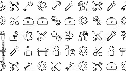 Handyman essentials seamless pattern for professional repair services or modern industry worker toolbox icons
