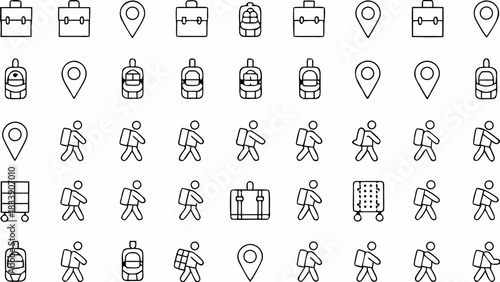 Seamless pattern featuring travel icons, perfect for websites, apps, and vacation promotions