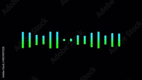 lines audio wave visualisation with transparent background, audio sound waveform spectrum animation, line digital minimalist sound wave animation with alpha channel.	