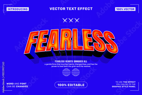 Fearless 3D Bold Text Effect – Editable Retro Gradient Vector Typography