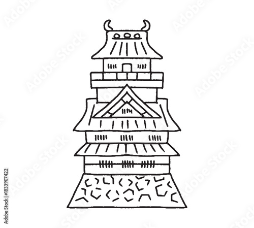 岐阜城の手描きイラスト