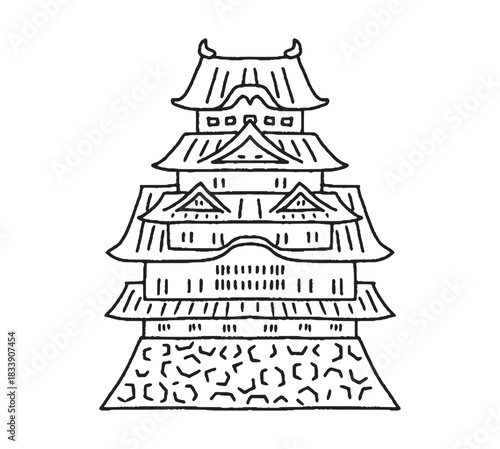 姫路城の手描きイラスト