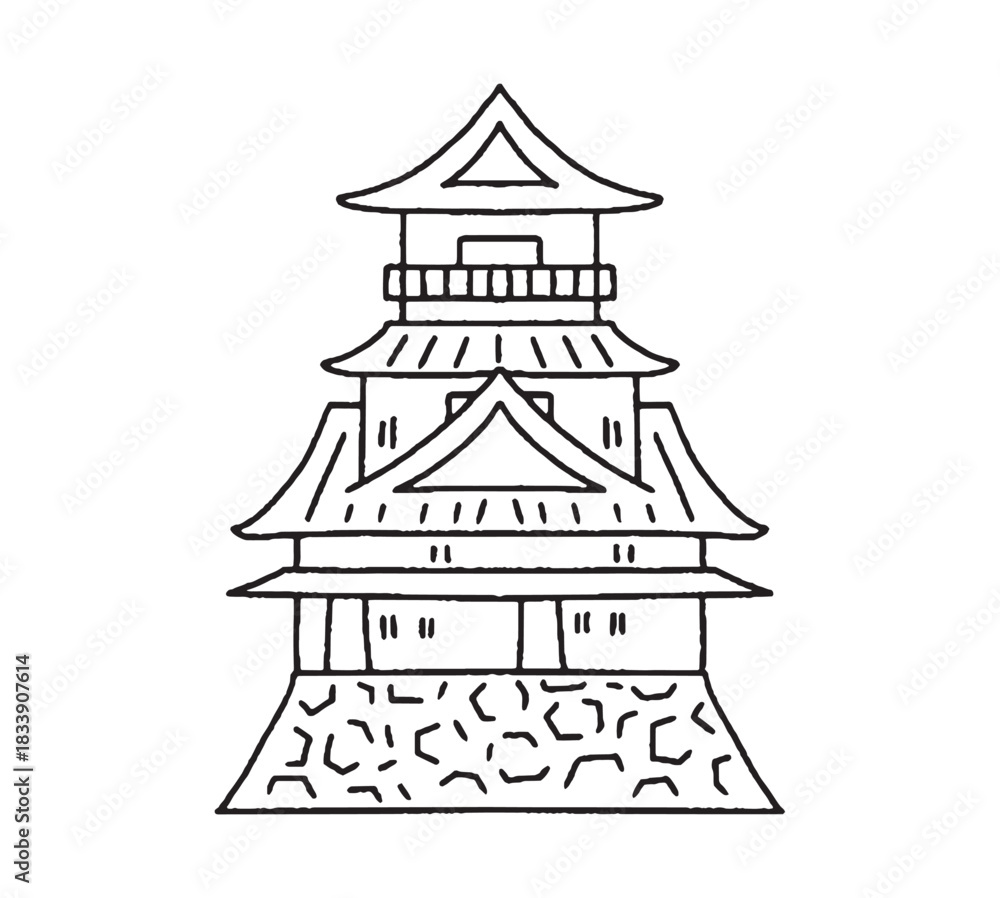 Fototapeta premium 高知城の手描きイラスト