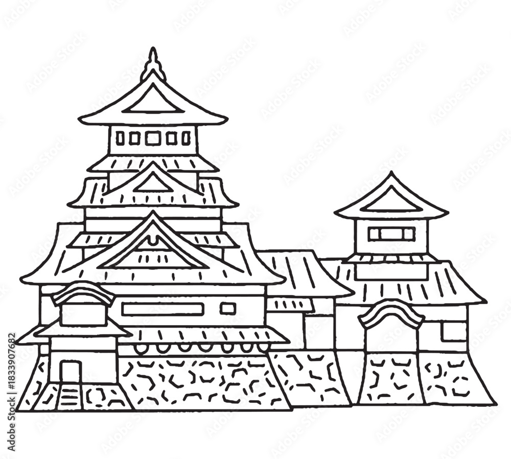 Obraz premium 熊本城の手描きイラスト