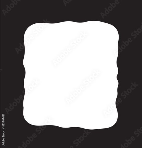 Abstract white blob shape with wavy edges, a simple vector graphic design element. Silhouette illustration isolated for transparent background use