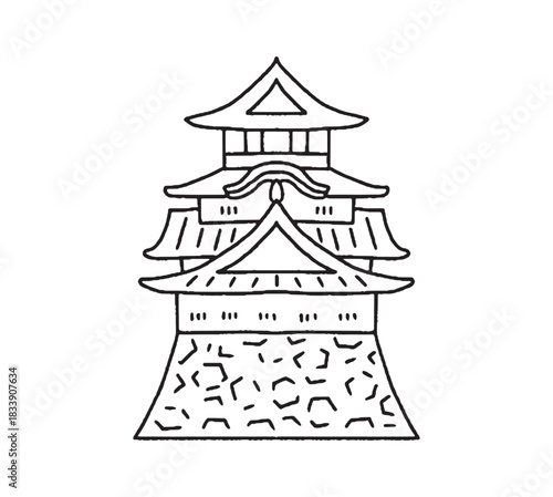 小倉城の手描きイラスト