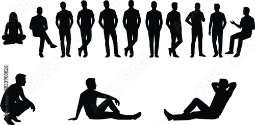 Diverse People Celebrating Success and Hobbies Vector Silhouettes, Achievement, Sports, Music, Business and Fantasy Figures, Happy Winners Isolated on White Background for Commercial Use