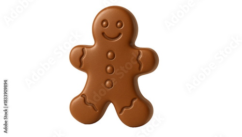 gingerbread man in chocolate on white background