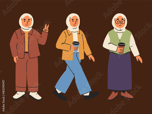 Illustration Of Diverse Women In Hijabs Showcasing Different Styles And Personalities