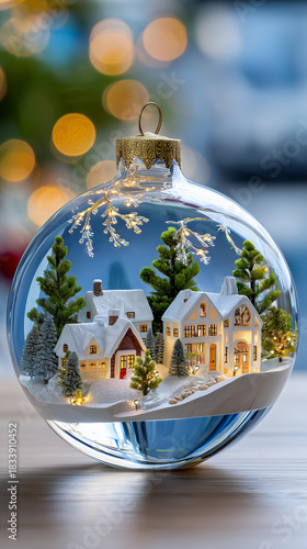 Enchanted Christmas Tree Ornament Video: Glass Ball with Miniature Village Scene Inside