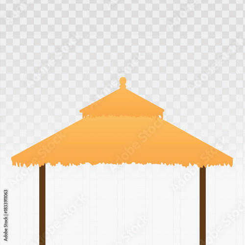 Traditional thatched roof graphic for tropical huts, bungalows, and beach bars on a transparent background. Perfect for vacation, resort, and summer tourism themed designs.