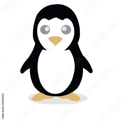 Cute cartoon penguin standing on ice