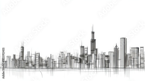 Wallpaper Mural Minimalist Single-Line Skyline of New York City Torontodigital.ca