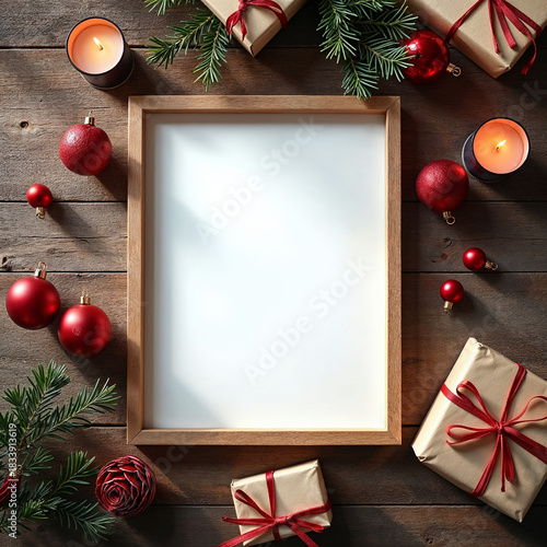 Christmas Photo Mockup on White Fabric with Star Lights