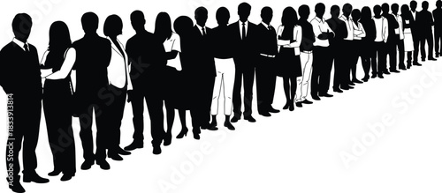 Business people silhouette group, corporate team shadows, diverse workforce, office professionals row, leadership, human resources concept, company 