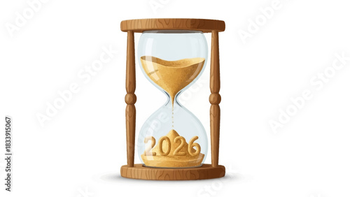 Hourglass with Sand Forming 2026 Vector Illustration