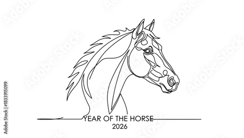 Minimalist One Line Drawing Horse Head Vector