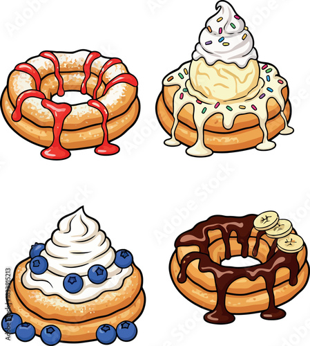 Funnel Cake Illustration Vector with Sweet Powdered Sugar Funnel Cake Carnival Treat Vector Art for Food and Dessert Graphics 