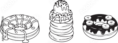 Funnel Cake Illustration Vector with Sweet Powdered Sugar Funnel Cake Carnival Treat Vector Art for Food and Dessert Graphics 