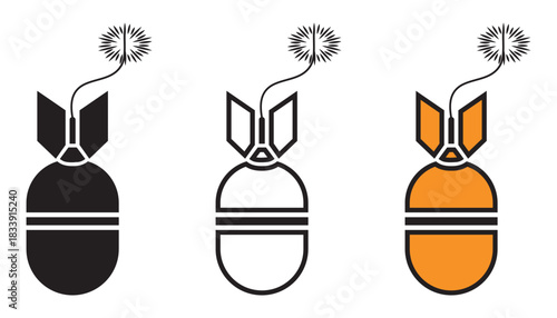 Bomb Silhouette Collection – Air Missile and War Icon Pack.