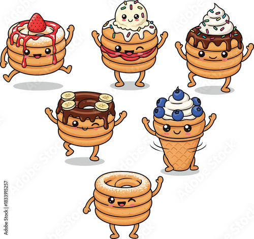 Funnel Cake Illustration Vector with Sweet Powdered Sugar Funnel Cake Carnival Treat Vector Art for Food and Dessert Graphics 