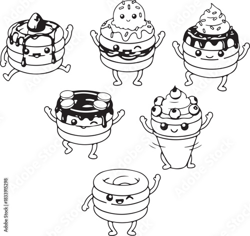 Funnel Cake Illustration Vector with Sweet Powdered Sugar Funnel Cake Carnival Treat Vector Art for Food and Dessert Graphics 