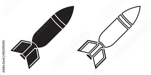 Aerial Bomb Illustration Pack – Explosive Weapon, Missile and War Icons vector.