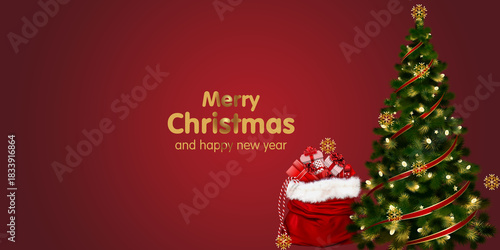 christmas card with christmas tree, Christmas background with christmas element. Vector illustration