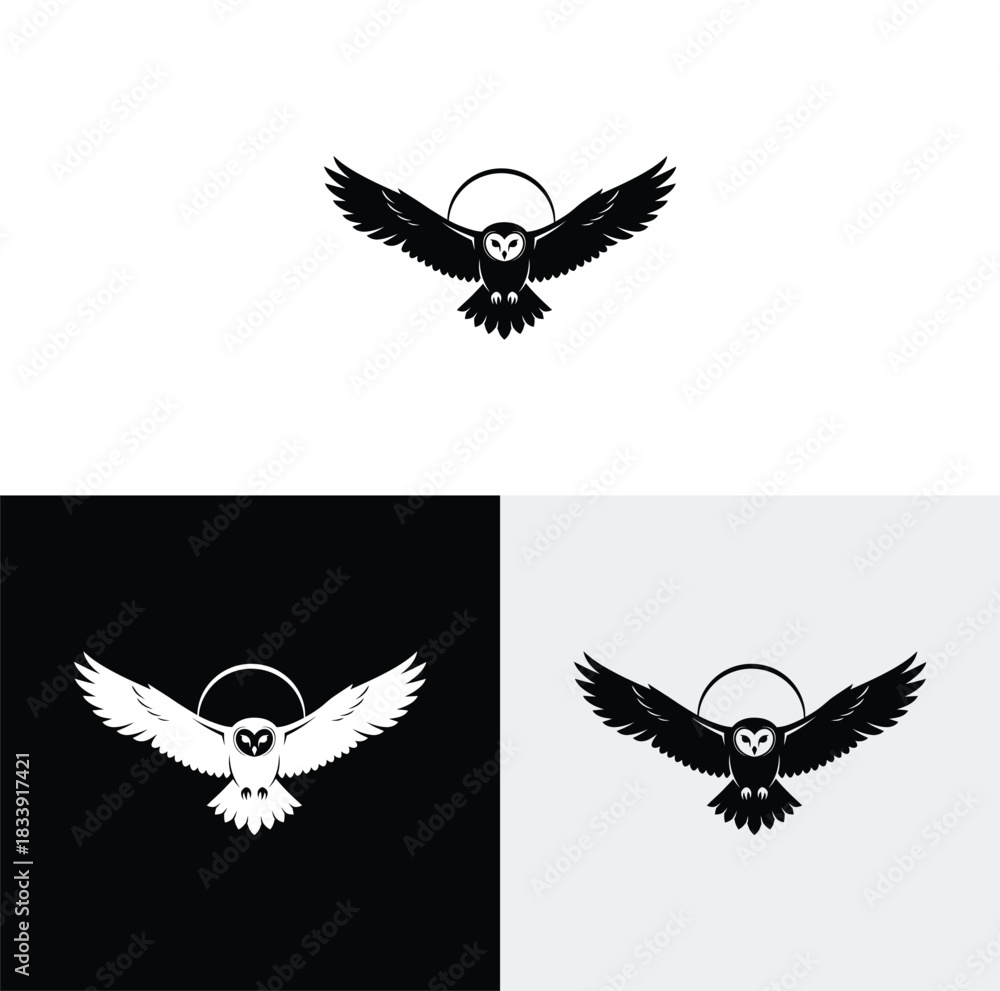 Fototapeta premium Owl logo with the moon icon design