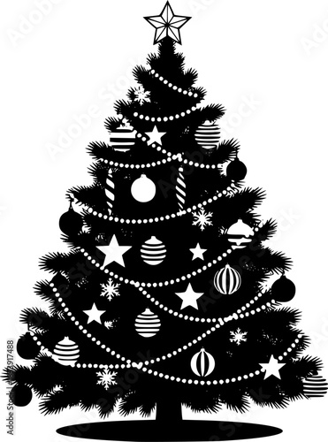 Decorated Christmas Tree Silhouette vector
