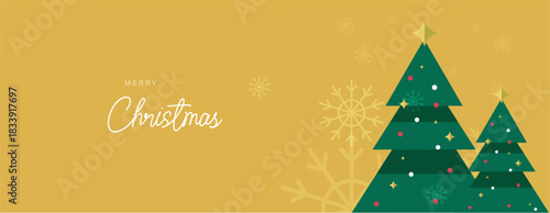 christmas greet card with christmas tree, snowflakes