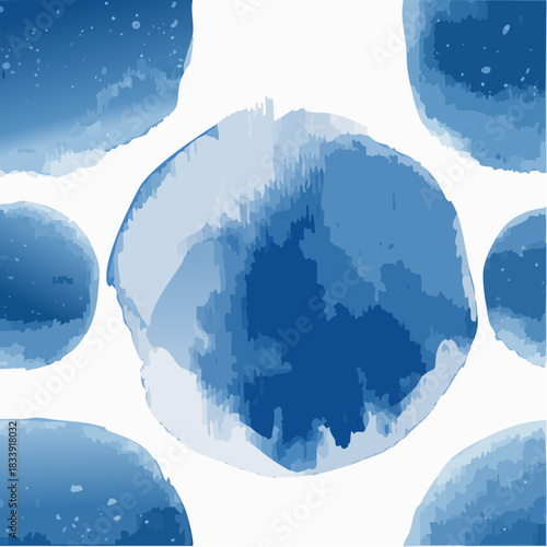 Dirty blue, navy pattern. Gruge texture seamless background. Watercolor endless repeat backdrop. Vector tye die pattern.