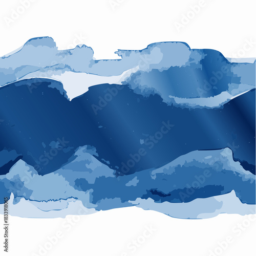 Dirty blue, navy pattern. Gruge texture seamless background. Watercolor endless repeat backdrop. Vector tye die pattern.