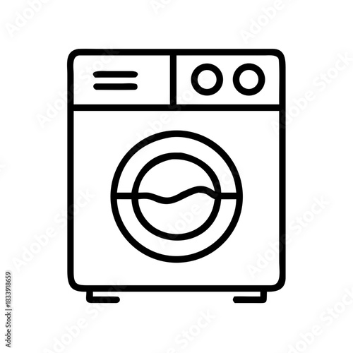 Line art of a washing machine with simple design features  